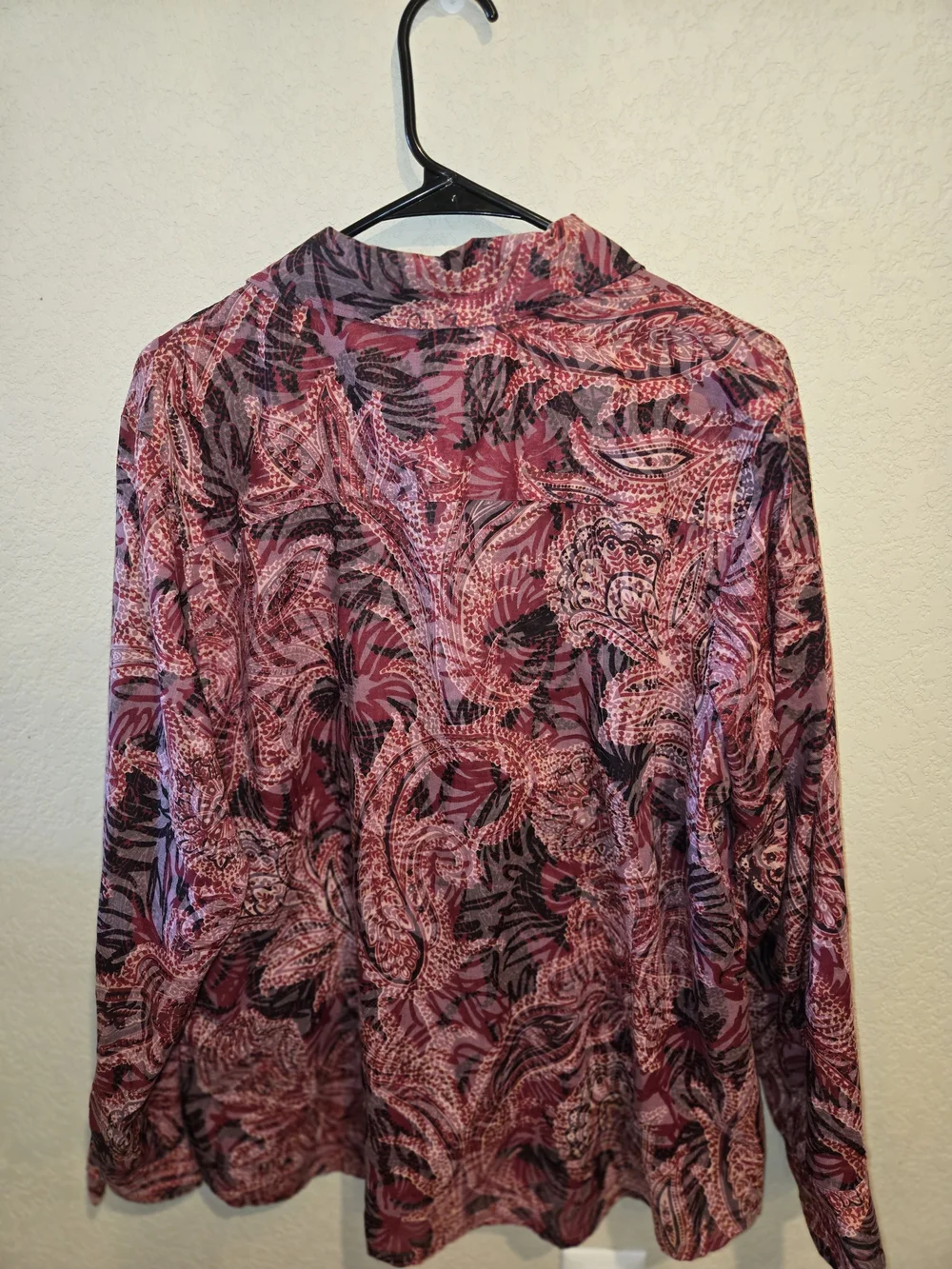 Coldwater Creek Men's Long-Sleeve Paisley Button-Up Shirt - Burgundy
